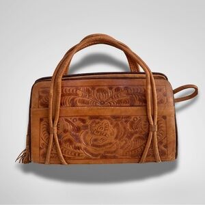 Vintage 60s Gaitan Mexican Hand Tooled Leather Bag